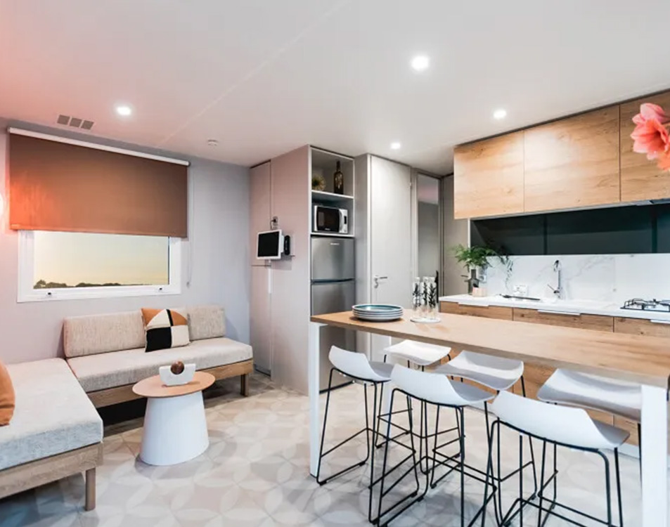 Mobil-home Premium 33m² (3ch-6pers) + Terrasse + LV + BBQ